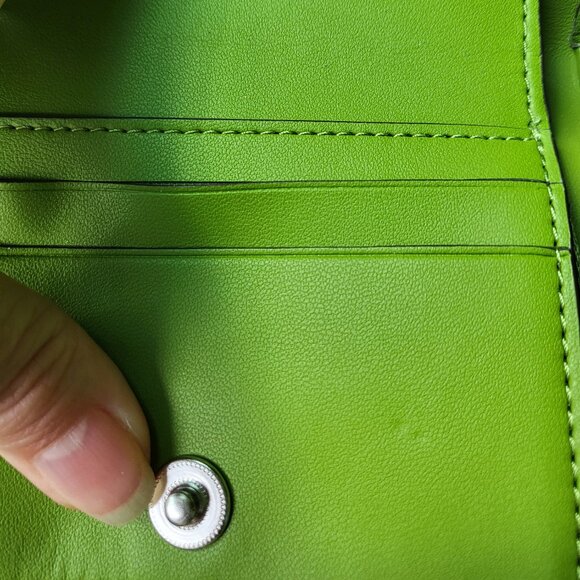 Coach Glovetanned Leather Top Handle Card Case Dark Lime - Picture 6 of 9